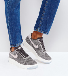 Серые низкие кроссовки Nike Af1 Flyknit - Серый