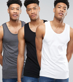 3 обтягивающих майки ASOS TALL - СКИДКА - Мульти