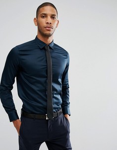 Строгая приталенная рубашка из эластичного материала Ted Baker - Темно-синий