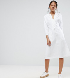 Платье миди с кнопками ASOS TALL - Белый