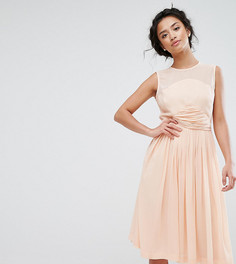 Платье миди с присборенной отделкой ASOS PETITE PREMIUM - Розовый