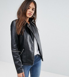 Куртка из искусственной кожи с молниями на рукавах ASOS TALL - Черный