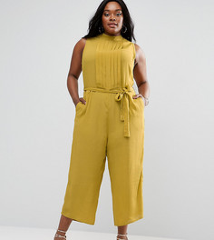 Комбинезон с широкими штанинами и плиссировкой вставкой спереди ASOS CURVE - Желтый