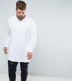 Белый длинный лонгслив с круглым вырезом ASOS PLUS - Белый