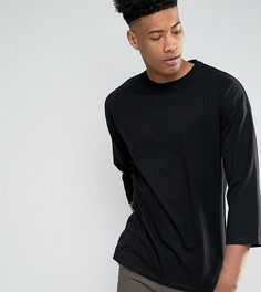 Oversize-лонгслив с рукавами 3/4 ASOS TALL - Черный