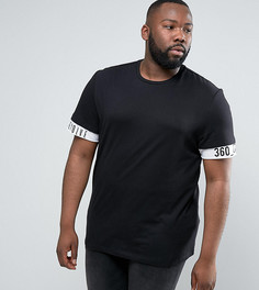 Свободная футболка с принтом на рукавах ASOS PLUS - Черный