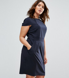 Платье-футляр миди с короткими рукавами и поясом сзади Closet Plus - Темно-синий