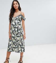 Приталенный сарафан миди с открытыми плечами и принтом ананасов ASOS Maternity - Мульти