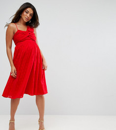Легкое платье миди на одно плечо ASOS Maternity - Красный