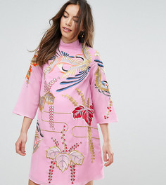 Свободное платье-туника мини с вышивкой ASOS Maternity - Розовый