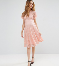 Кружевное платье с рукавами клеш ASOS Maternity - Розовый