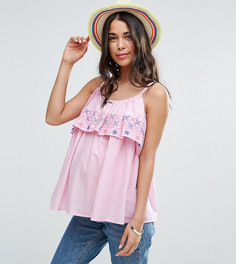 Двухслойный топ в клеточку с вышивкой ASOS Maternity - Розовый