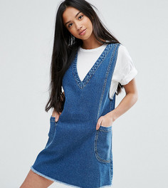 Джинсовое платье мини винтажного синего цвета ASOS PETITE Chuck On - Синий