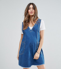 Джинсовое платье мини винтажного синего цвета ASOS MATERNITY Chuck On - Синий