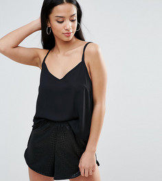 Тканый топ на двойных бретельках ASOS PETITE - Черный