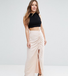 Юбка макси с присборенной отделкой ASOS PETITE - Розовый