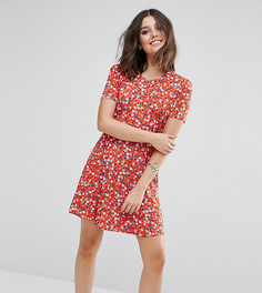 Чайное платье мини с цветочным принтом ASOS PETITE - Красный