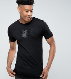 Обтягивающая черная футболка с текстовым принтом ASOS TALL - Черный
