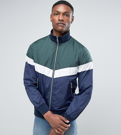 Спортивная куртка на молнии в стиле колор блок ASOS TALL - Зеленый