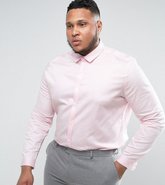 Зауженная розовая рубашка из сатина ASOS PLUS Wedding - Розовый