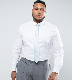 Зауженная рубашка из сатина с двойными манжетами ASOS PLUS Wedding - Белый