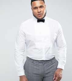 Зауженная рубашка с плиссированной вставкой ASOS PLUS WEDDING - Белый
