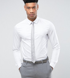 Зауженная сатиновая рубашка с двойными манжетами ASOS TALL Wedding - Белый