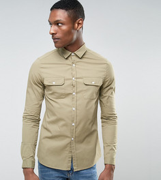 Узкая светло-зеленая рубашка с двумя карманами ASOS TALL - Зеленый