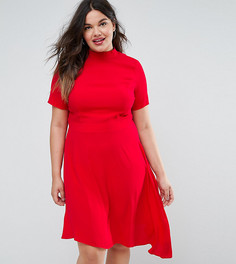 Чайное платье с оборкой на спине ASOS CURVE - Розовый