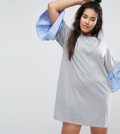 Платье-футболка с оборками на рукавах ASOS CURVE - Серый