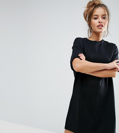 Платье-футболка с отворотами на рукавах ASOS PETITE Ultimate - Черный