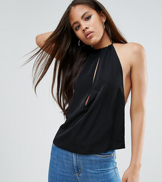 Топ с завязкой на шее и глубоким вырезом ASOS TALL - Черный