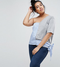 Топ с открытыми плечами и отделкой в рубашечном стиле ASOS CURVE - Мульти