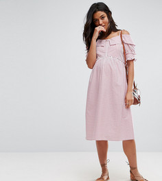 Платье в полоску с открытыми плечами ASOS Maternity PETITE - Красный
