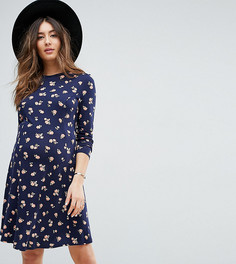 Короткое приталенное платье с цветочным принтом ASOS Maternity PETITE - Мульти