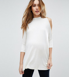 Топ с вырезами на плечах и высокой горловиной ASOS Maternity PETITE - Белый