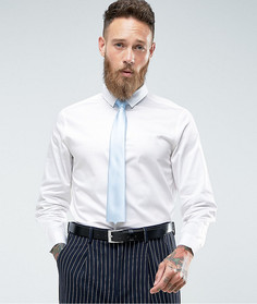 Белая облегающая рубашка с синим галстуком ASOS Wedding - СКИДКА - Белый