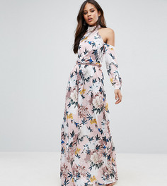 Платье макси с вырезами на плечах, складками на талии и цветочным принтом TTYA BLACK - Розовый Taller Than Your Average