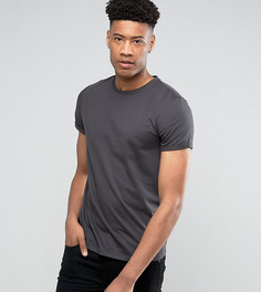 Черная футболка с круглым вырезом и отворотами на рукавах ASOS TALL - Черный