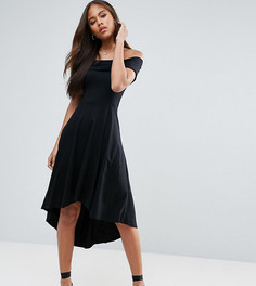 Приталенное платье с открытыми плечами ASOS TALL - Черный