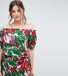 Топ с открытыми плечами и пальмами ASOS CURVE - Мульти