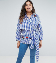 Рубашка в клетку с поясом и нашивками ASOS CURVE - Мульти