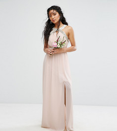 Платье макси с запахом и отделкой TFNC WEDDING - Розовый