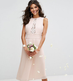 Плиссированное платье миди с кружевными вставками TFNC WEDDING - Розовый