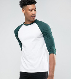 Футболка с контрастными рукавами реглан длиной 3/4 ASOS TALL - Белый