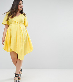 Платье мини с запахом ASOS CURVE - Желтый