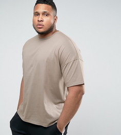 Свободная футболка с рукавами до локтя ASOS PLUS - Коричневый