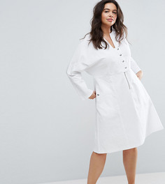 Платье миди на кнопках ASOS CURVE - Белый
