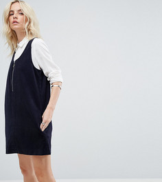 Темно-синее вельветовое платье с молнией ASOS PETITE - Синий