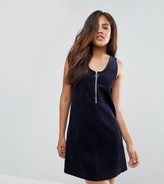 Темно-синее вельветовое платье на сквозной молнии ASOS TALL - Синий